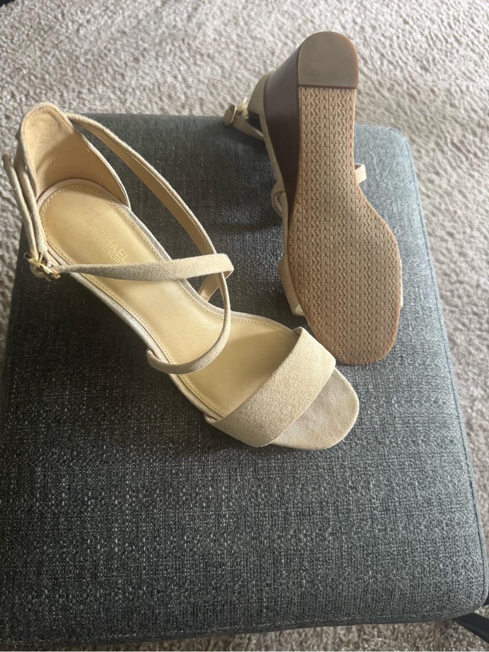 MICHAEL Michael Kors Neutral Beige Strappy Block Heel Sandals